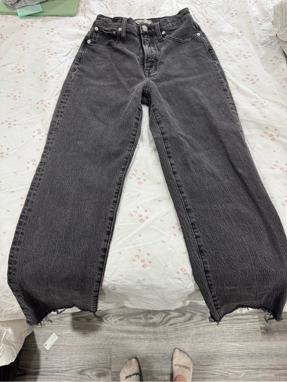 Madewell Washed Black High-Rise Wide Leg Jeans